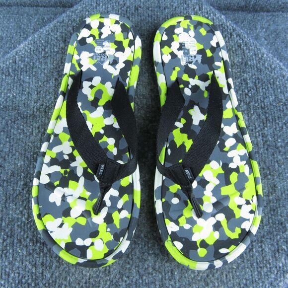 REI‎ Co-op Recycled Mens Size 7 Wide Strap Neon Pride Camo Flip Flops Sandals - Picture 3 of 10